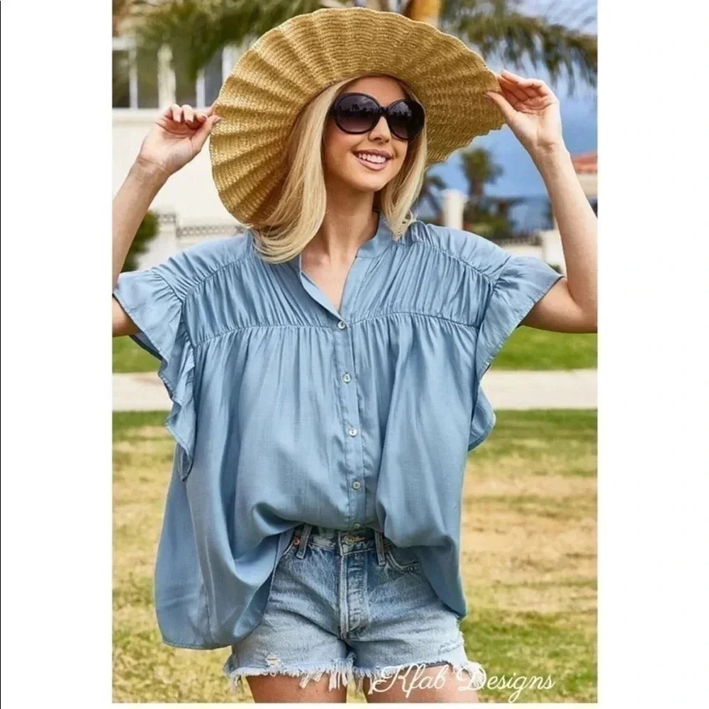 Shirred Tencel Top - Picture 6 of 7